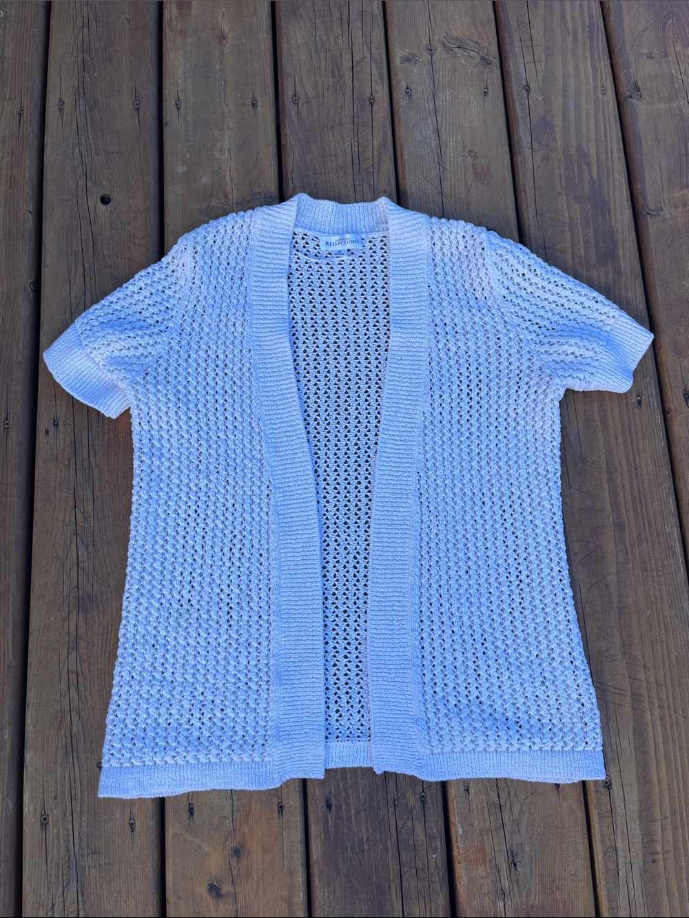 Northern Reflections white knit short sleeve open front cardigan